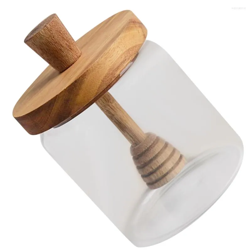 Ensembles de vaisselle pot de miel pot louche distributeur de sirop bocaux ruche ensemble de bouteilles conteneurs couvercle en liège bidon de cuisine sucre en bois