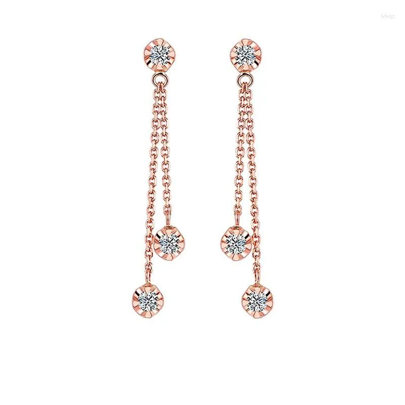 Studörhängen helon solid 18k rosguld AU750 0,15CT H/SI Naturliga diamanter Engagemang bröllop kvinnor trendiga fina smycken gåva