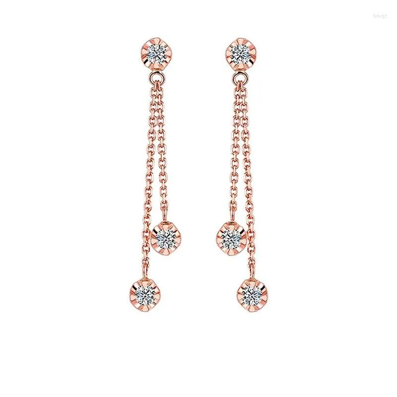 Boucles d'Oreilles HELON Solide Or Rose 18K AU750 0.15ct H/SI Diamants Naturels Fiançailles Mariage Femmes À La Mode Fine Bijoux Cadeau