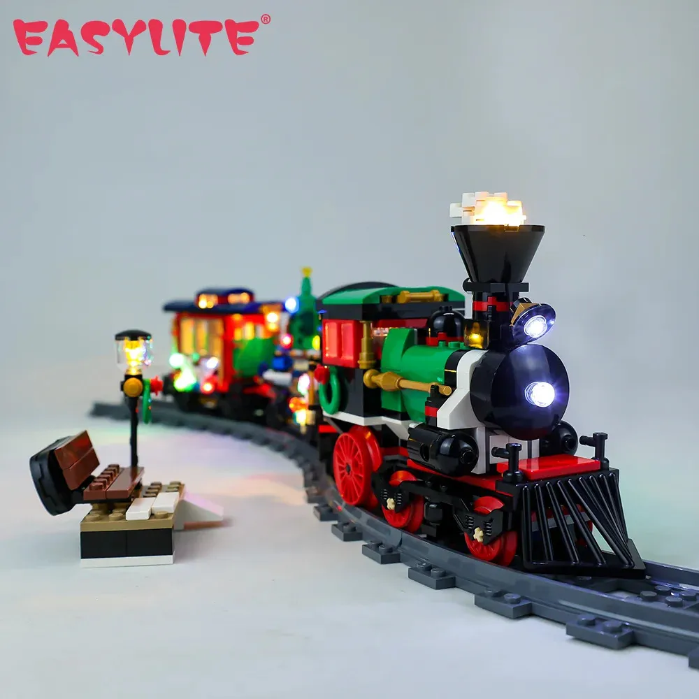 Diecast Model LED Işık Kit Kış Tatil Tren 10254 36001 Noel Hediye Yapı Taşları ile Uyumlu Çocuk Diy oyuncak lamba Seti No 231110