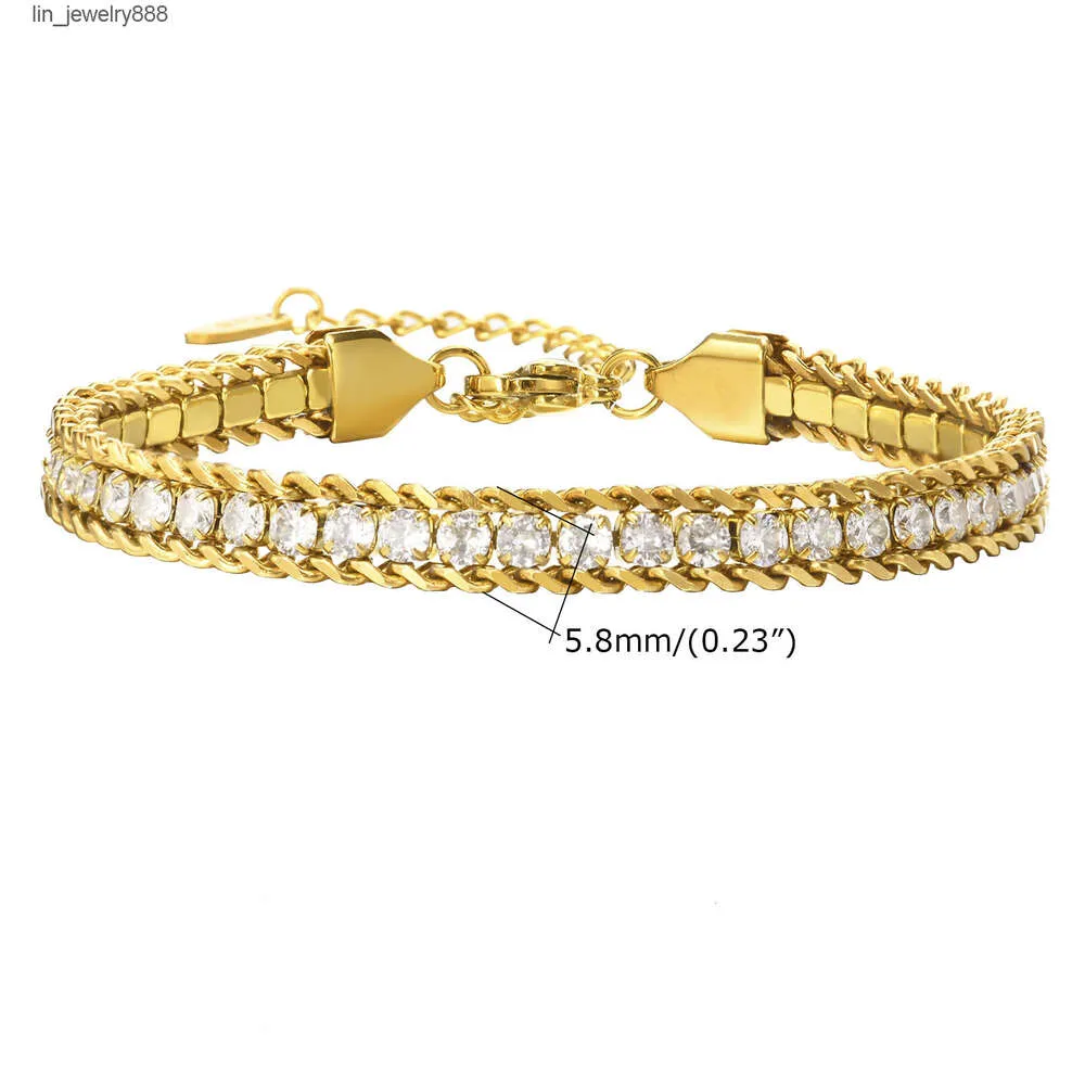 Bracelet demi-Tennis en acier inoxydable, plaqué or 18 carats, diamant VVS Moissanite glacé, 4mm 5mm, pour femmes
