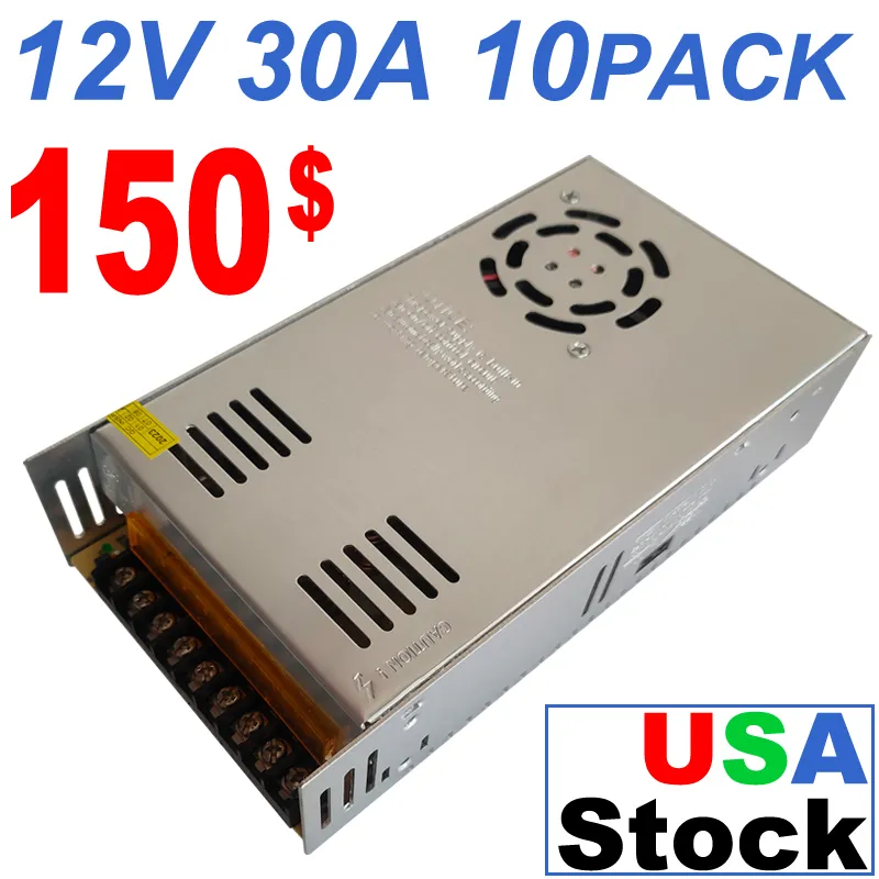 12V 30A Switching Power Supply 110-240 Volt AC/DC 360W Universal Reguled Switching Transformer Adapter Driver för 3D-skrivare CCTV Radio LED-strip Crestech888