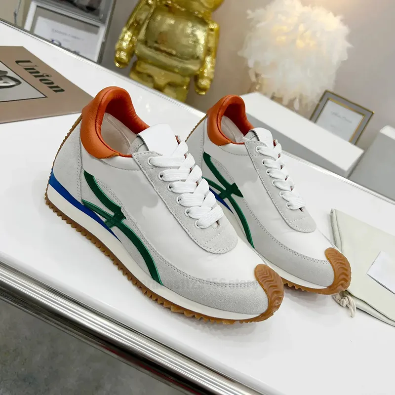 Flow runner sneakers designer heren dames nylon suède sneaker veterschoenen mode sport ruuning klassieke retro casual schoenen van topkwaliteit