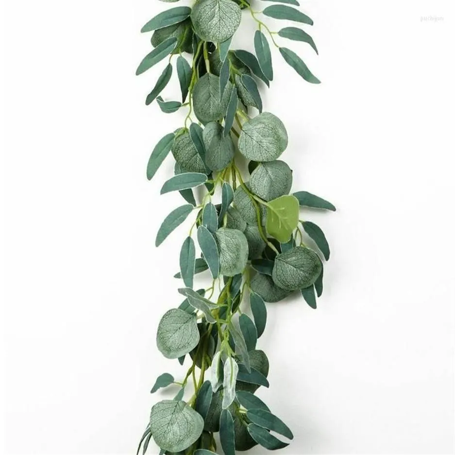 Dekorative Blumen, 2 m, Eukalyptus-Girlande, Rattan, künstliche Weidenblätter, Hochzeitsdekoration, Hängekränze, 221 l