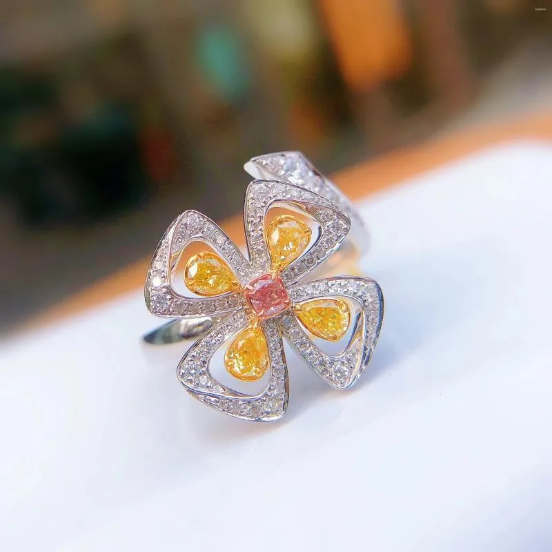 حلقات الكتلة Diwenfu 925 Sterling Silver Yellow Topaz Jewelry Ring for Women CN (Origin) Beeds Bands Bohemia Conganting