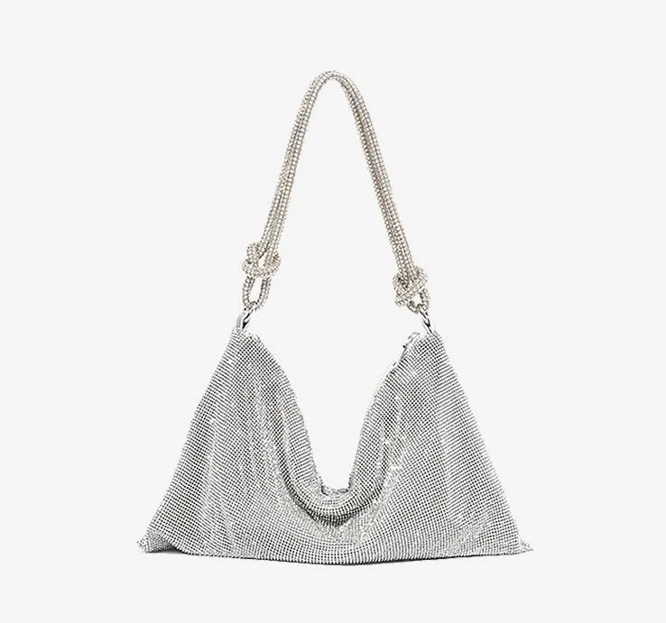 Strierse portemonnee Sparkly Bag Silver Diamond portemonnees voor vrouwen Upgrade Evening Prom Rhinestone Handtas Hobo Bag All-match