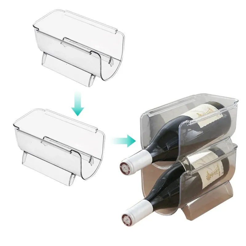 Secchielli per il ghiaccio e refrigeratori 1 2 4 pezzi Portabottiglie universale trasparente per vino Portabottiglie per bevande in bottiglia Portabottiglie Organizzatore per frigorifero 231113