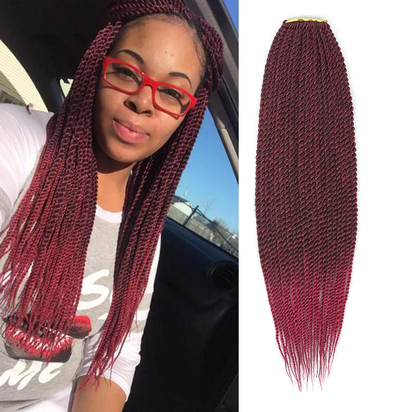 1B Bourgondië Senegalese twist Haakhaar Braids Kleine Mambo Twist Haakhaak Vlechthaar Senegalese wendingen Kapsels voor zwarte vrouwen