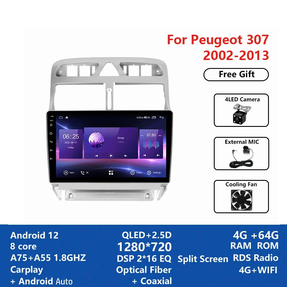 Android Auto-Navi Für Peugeot 307 (2002-2013) – 10,1 Zoll, Bluetooth, WLAN