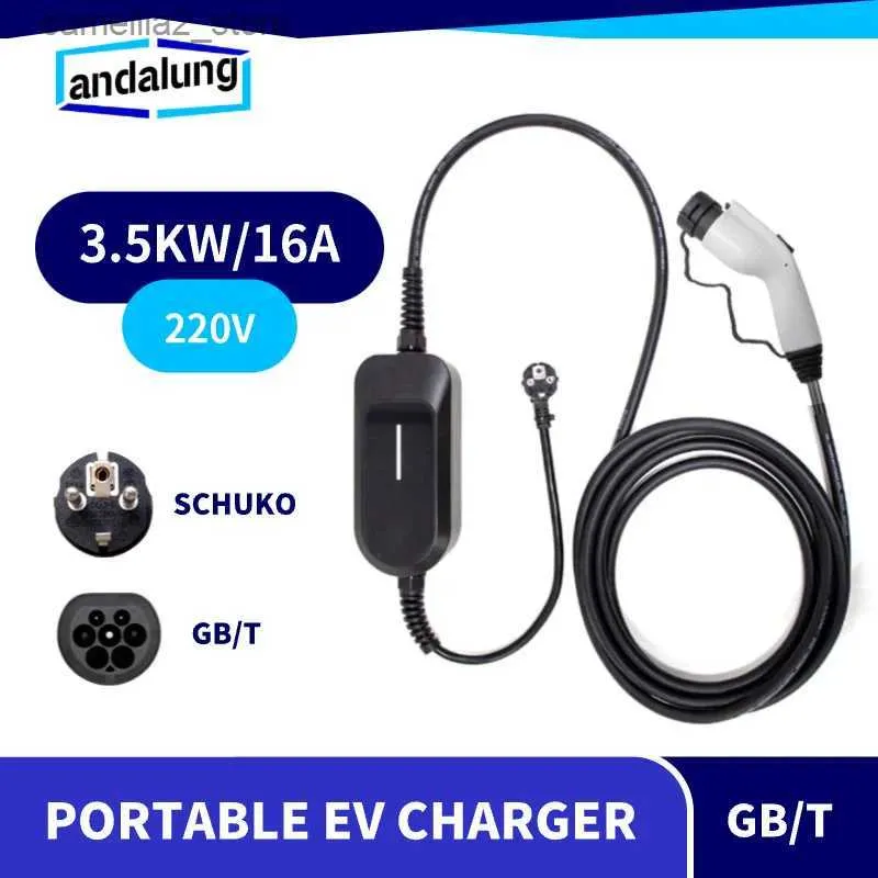 Akcesoria pojazdu elektrycznego Andalung 3,5 kW przenośna ładowarka EV 220V GB/T EVSE Pudełko ładowanie dla elektrycznej ładowarki samochodowej Wtyczka Pojazd Elektryczna 16A Q231113