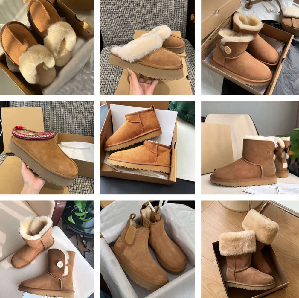 Designer neve ug botas mulheres australianas bota tasman bailey dune castanha inverno fivela pele meio joelho curto senhora pele de carneiro e lã glis chinelo de cabelo