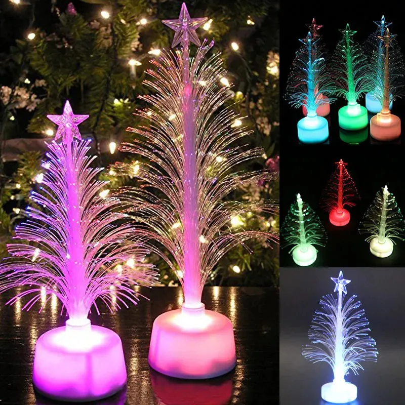 Decoraciones navideñas Mini árbol con iluminación LED de fibra óptica de colores con estrella superior con batería SCI88 231113