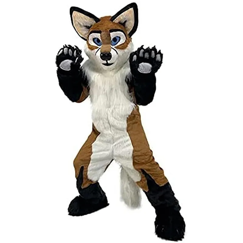 Plush Brown Fox Dog Mascot Costuums Halloween Fancy Party Dress Coulne Character Carnival Kerstmis Pasenreclame Verjaardagsfeestje Kostuum Outfit