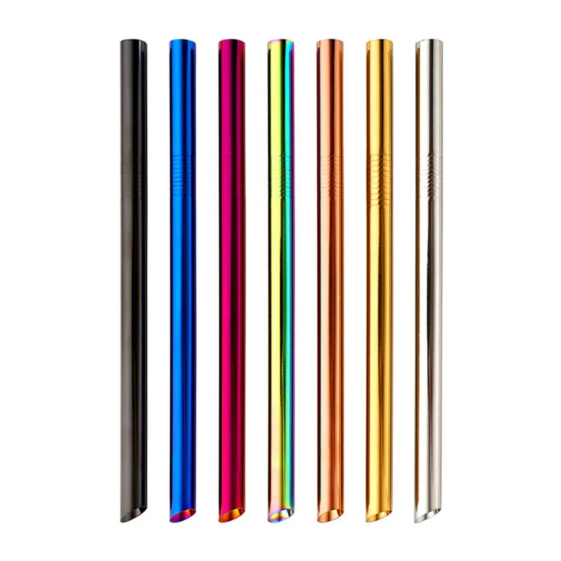 Oblique Cut Milktea Straw Colored Stainless Steel Straw Smoothie Drink Straw