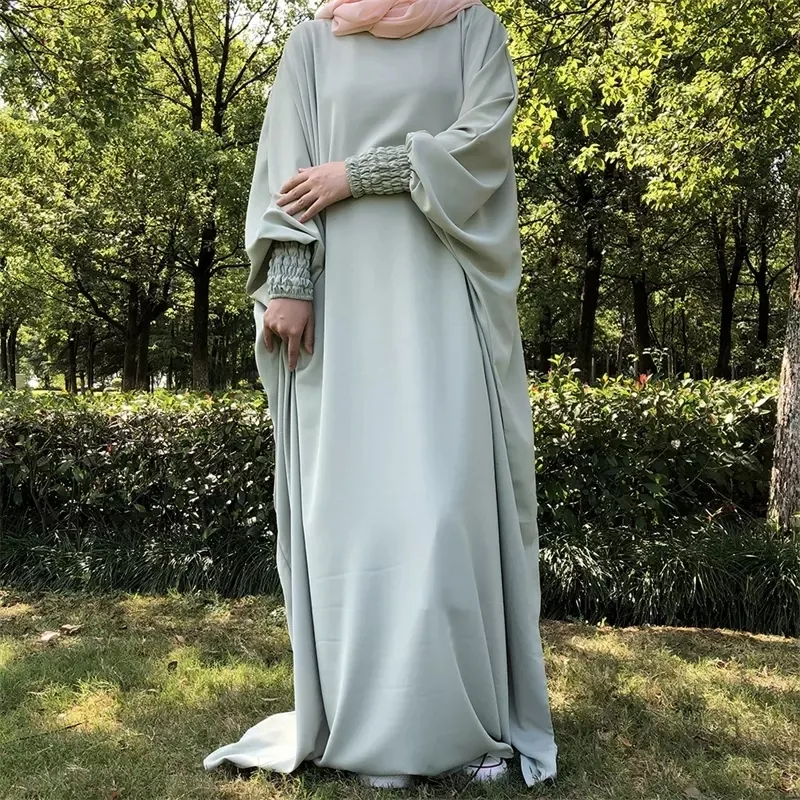 Ethnic Clothing Drop Butterfly Modest Abaya High Quality Ramadan EID Elastic Wrist Maxi Dress Nida Muslim Prayer Islamic 230412
