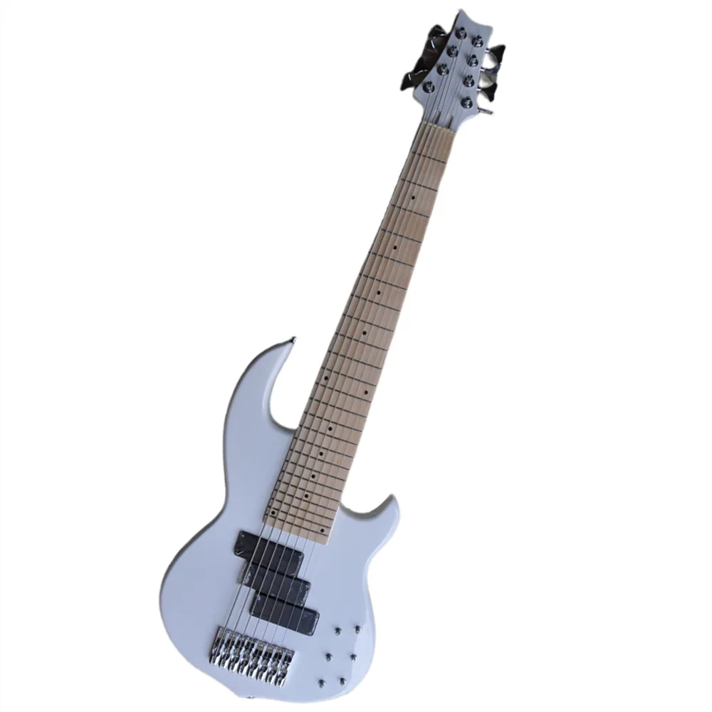 8 Strings White Bass Guitar With Maple Fingboard Oferece logotipo/cor personalizada