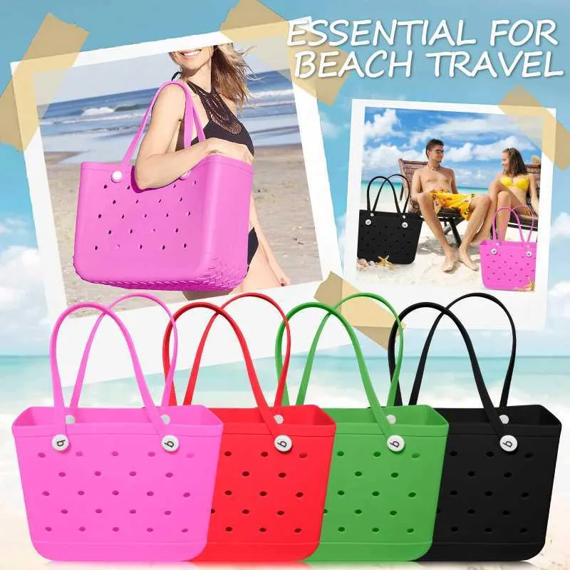 Summer Large Beach Bags Waterproof EVA Basket Women Handbags Tote Bags Breathable Pouch Shopping Storage Bag Bogg Casual Tote