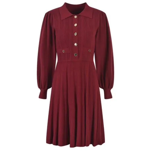 Slim high waist knit dress with bubble sleeves and polo neckline from  Dhgate Basic & Casual Dresses - price 80.74