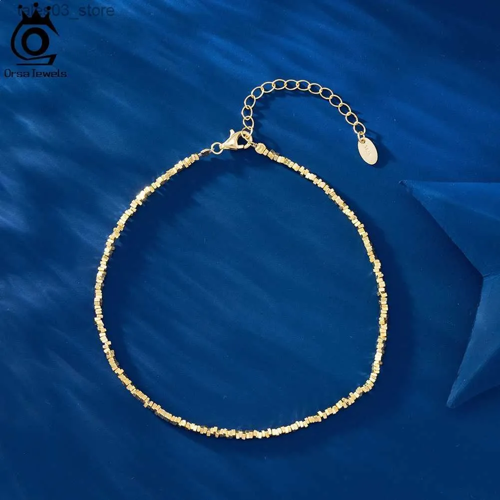 anklets orsa宝石14kゴールド925スターリングシルバーナゲットチェーンアンクレットファッションユニークなフットブレスレットアンクルストラップジュエリーSA57 Q231113