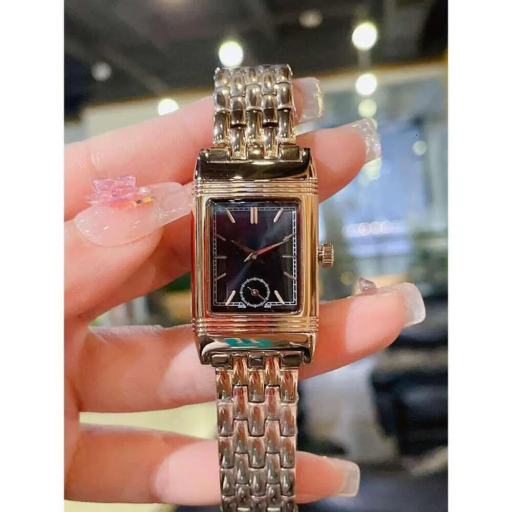 Designer relógio feminino feminino com caixa reverso relógios auqx movimento de quartzo de alta qualidade uhr pulseira de couro montre reverso luxe