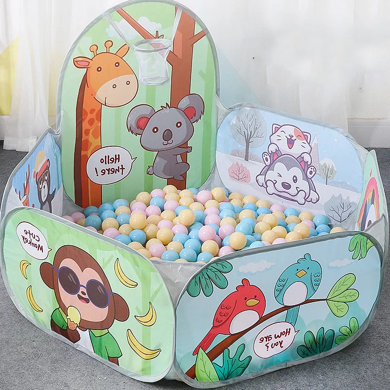 Baby Rail 1.2M Kids Playpen Playground Baby Ball Pit Balls Dry Pool with Basketball Hoop Children's Tent Park Portable Kids Balloons Toys 230412