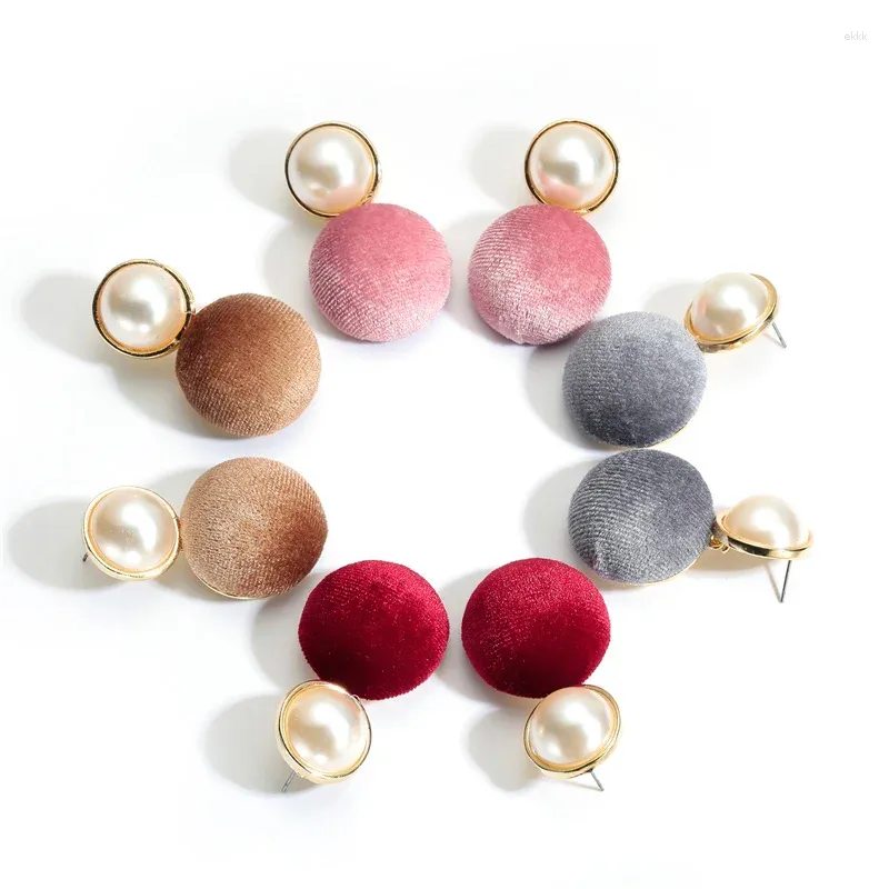 Dangle Earrings JOUVAL Round Button Shape Drop For Women Simulated Pearl Vintage Ethnic Female Statement Eardrop Fashion Jewelry