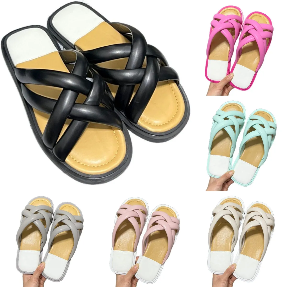 Chinelos novas sandálias de moda sapatos de designer de luxo ao ar livre deslizamento sapatos de praia emenda sapatos de borracha de uma linha sapatos de geléia apartamentos doces sapatos femininos casuais