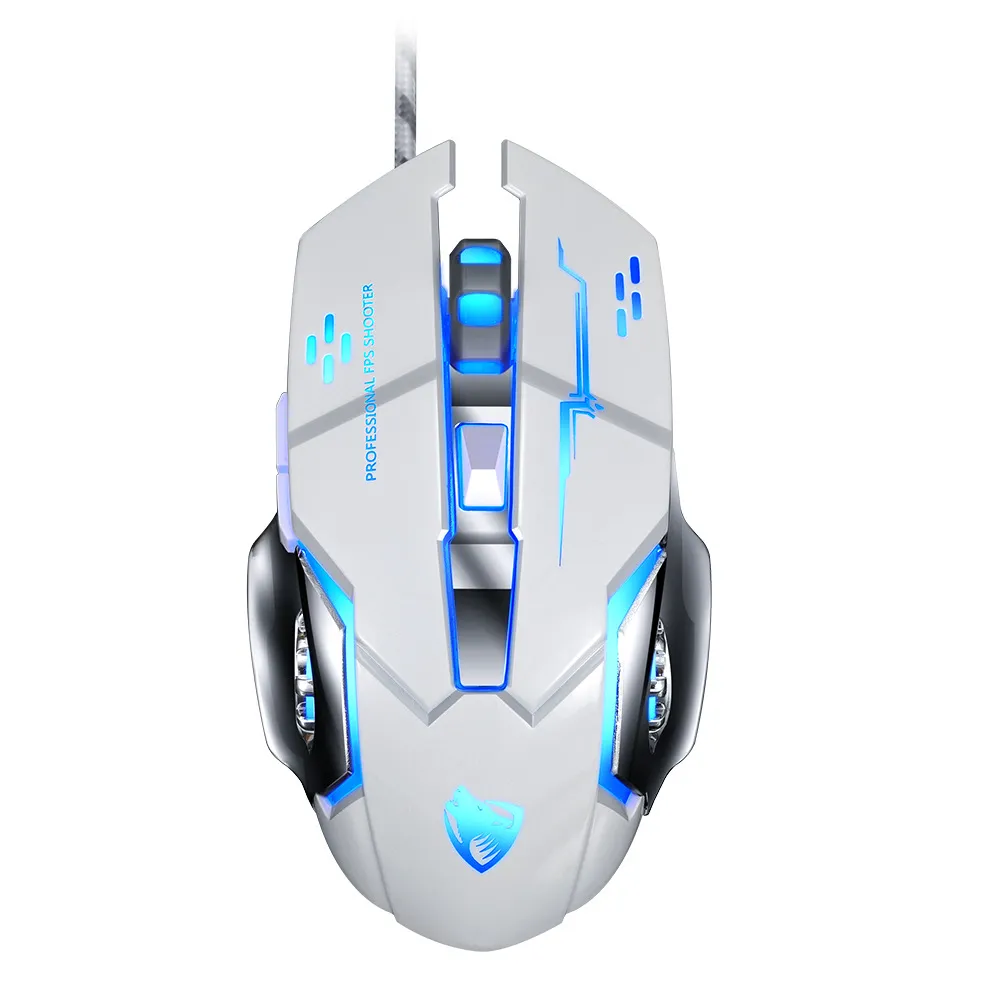 V6 Filaire USB Jeu Souris E-Sports Gaming Souris RVB Rétro-Éclairé Lumineux Mécanique Macro Programmation Rétro-Éclairage 6 Touches Souris pour Gamer dans la Boîte Au Détail