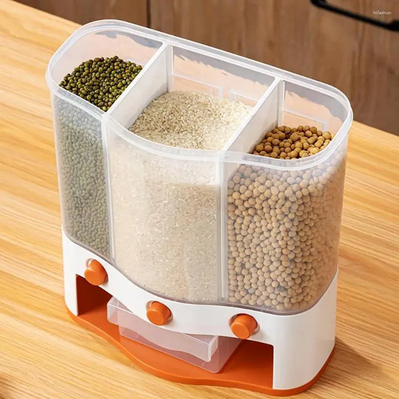 Storage Bottles Wall-Mounted Grain Tank Dry Food Dispenser Rice Bucket Box For Grains Beans1