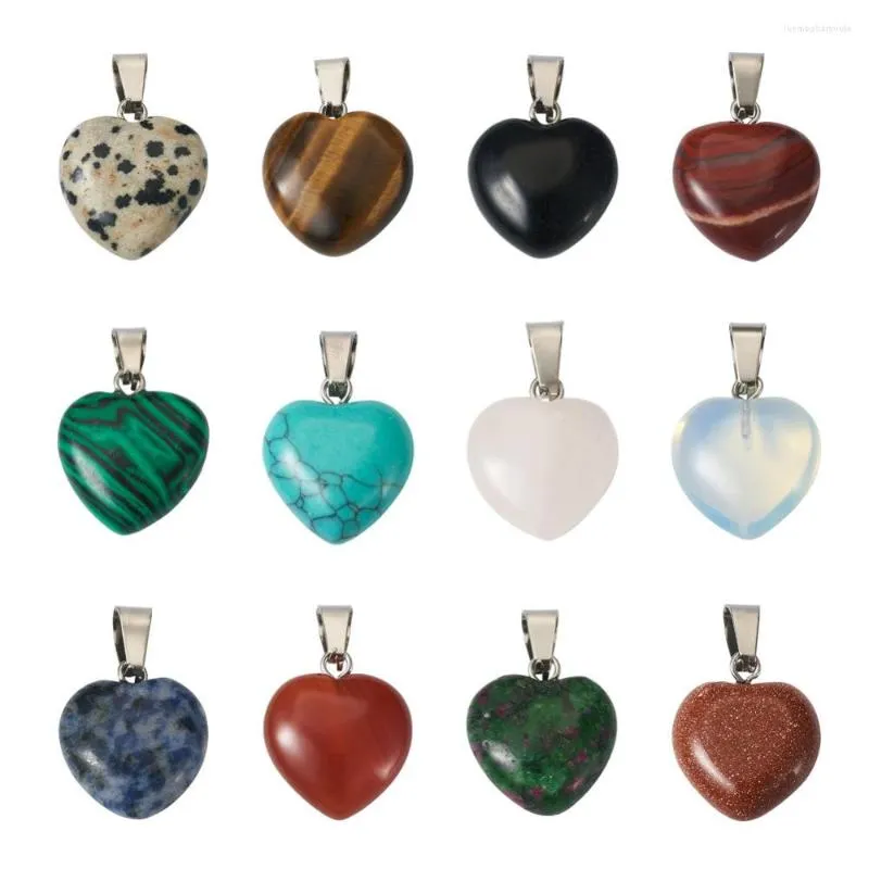 Collares colgantes 1 caja Colgantes de piedra natural Luna Corazón Lágrima Encantos mezclados para hacer joyas DIY Pendientes Collar Accesorios