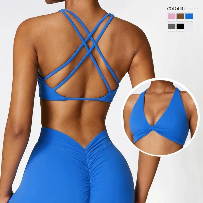 2024 Lu Lu Lemens Women Yoga الزي المثير لظهر الرياضة للملابس الداخلية زبداني ناعم V-Neckline Gym Bra Treasable الجاف الجاف تشغيل أعلى ملابس تمرين