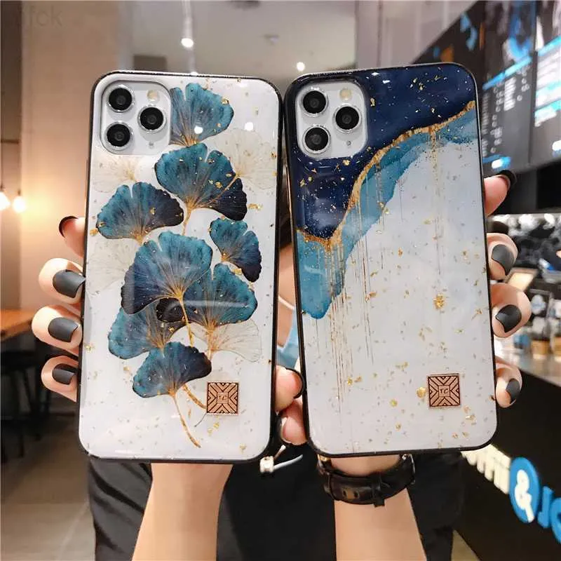 携帯電話のケースiPhone用の高級ゴールドフォイルシリコンケース14 13 12 11 Pro XS Max Se Glitter Quicksand Marble Soft Cover for iPhone x xr 7 8 Plus