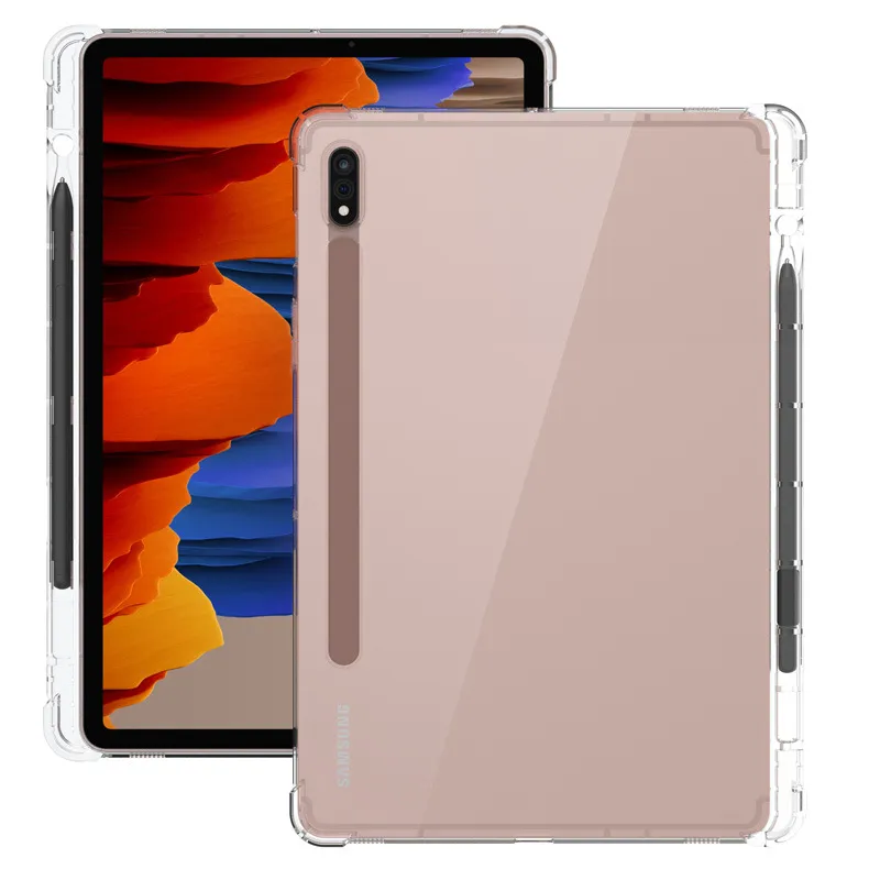 Airbag Pen Slot Cases für Samsung Tab S8 Ultra Plus S7 FE 2022 SM-X900 X906 X800 T730 Stoßfeste Hülle Transparente Abdeckung