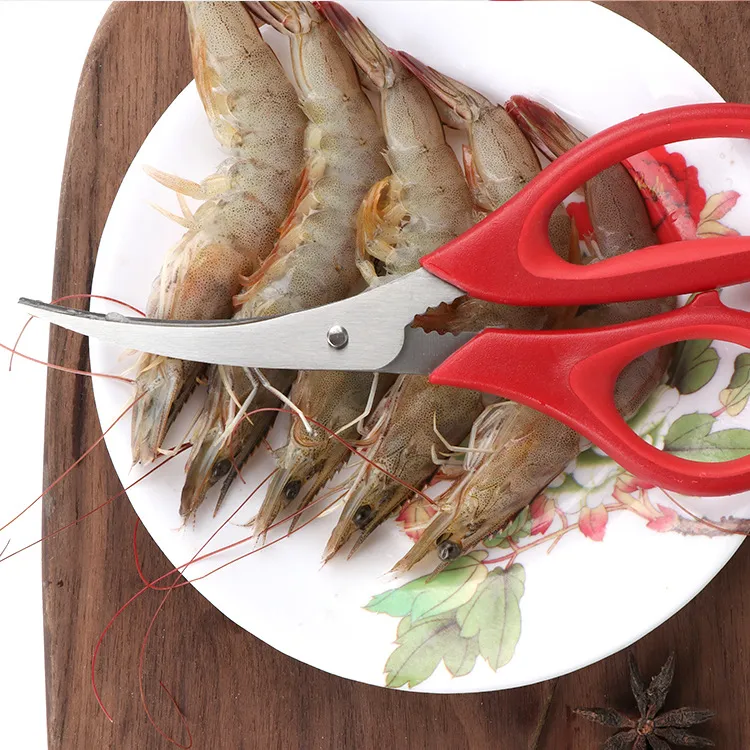 Ciseaux de cuisine Outil de fruits de mer Craquelin de homard Ciseaux de crabe En acier inoxydable Coquilles de crevettes Cisailles Gadgets de cuisine Dbc gros U0414