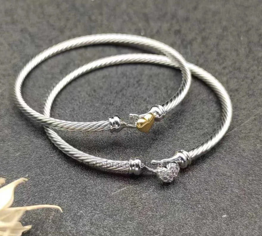 Pulseras de diseñador de moda Joyería de lujo Moda Dy Pulsera clásica de alta calidad Cable atemporal 3 mm Línea de amor Plata Oro Partido diario