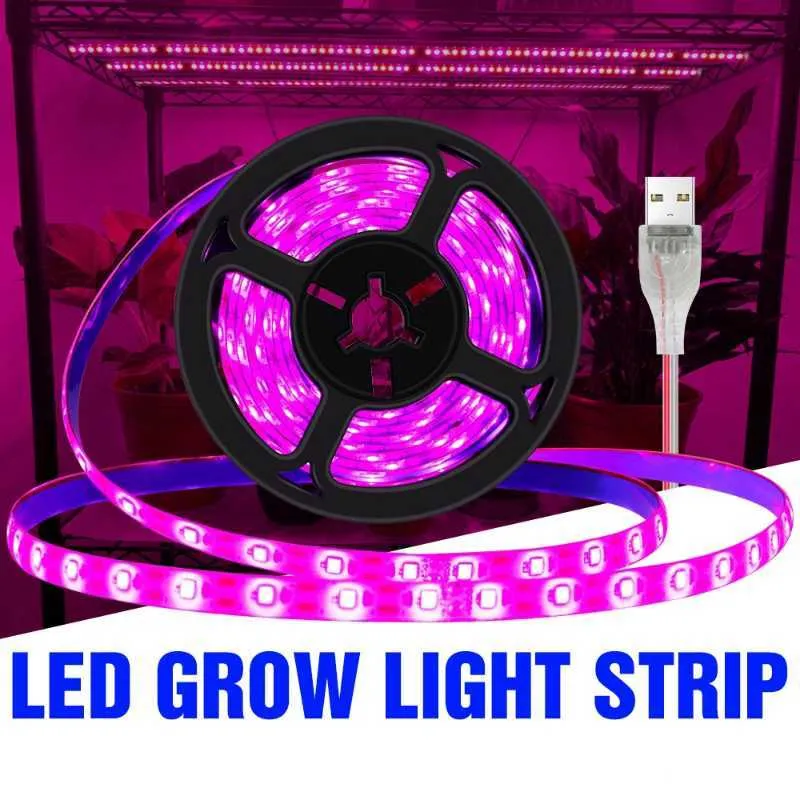 Grow Lights 5M LED Lampada Phyto a spettro completo USB 5V Grow Light Strip Impermeabile 2835 SMD Pianta Fiore LED Serra Cultivo Hydroponic P230413