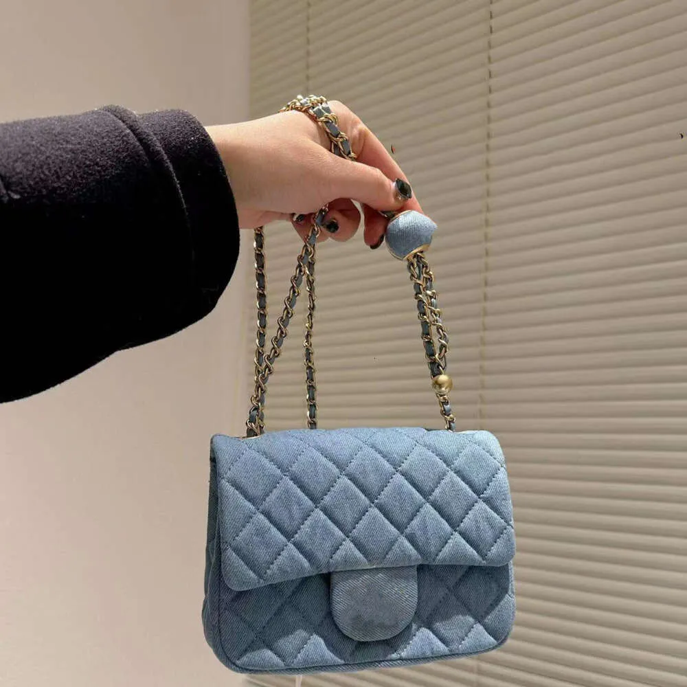 Omuz çantaları denim altın top kadın çanta klasik flep omuz mini ayarlanabilir zincir kapitone lüks tasarımcı crossbody çantası fanny paketi mini para çanta kartı 111301