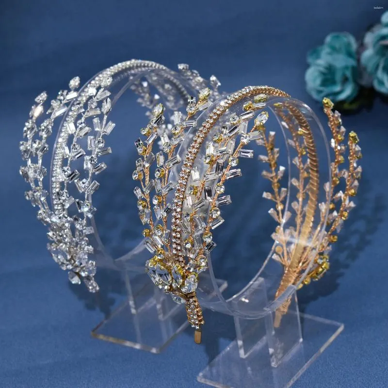 Hårklipp DZ071 Bridal Crown Wedding Accessories Rhinestone pannband för kvinnor Huvudstycke Tiara och huvudbonad tävlingsmycken