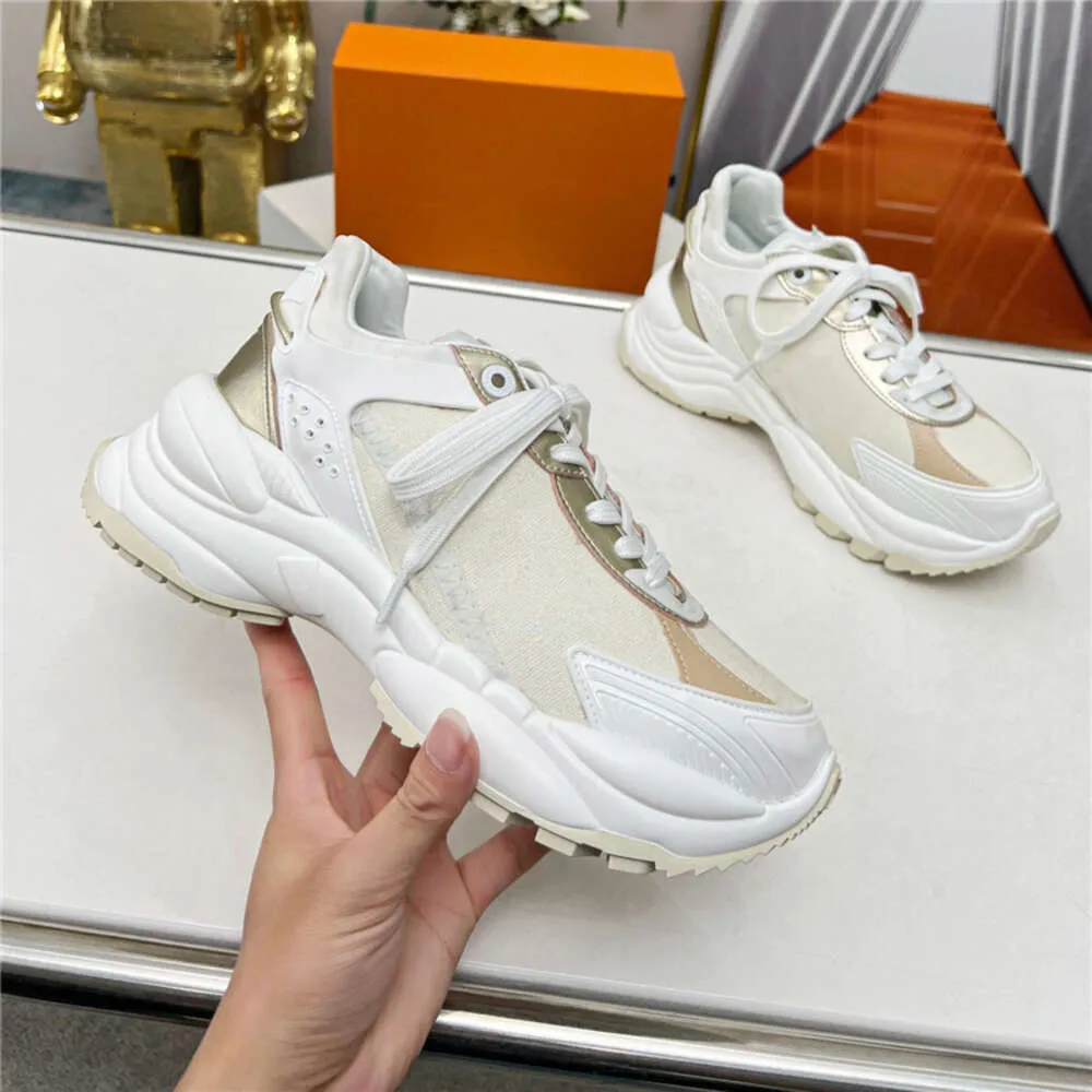 Autumn New Round Toe Lace Up Genuine Leather Sneakers Woman Flat Platform Denim Sports Mesh Thick Sole Casual Daddy Shoes 2023