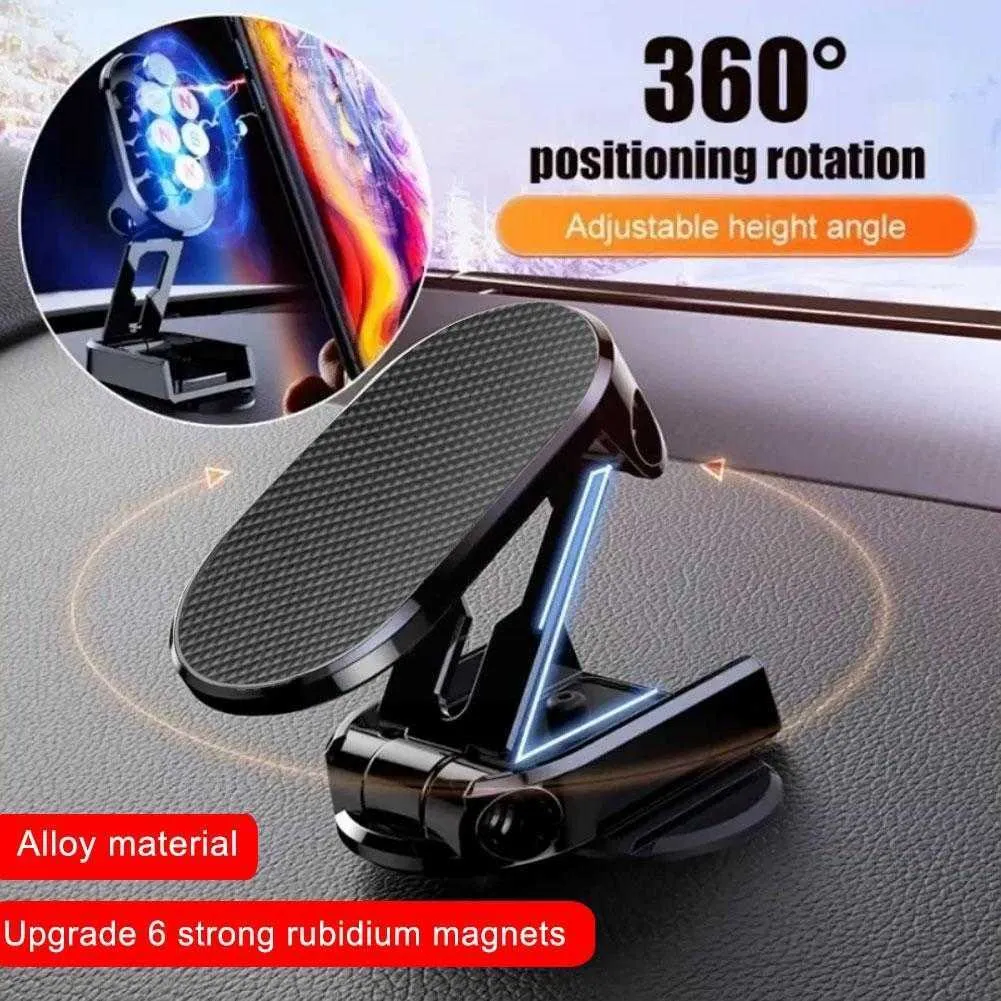 Support de téléphone de voiture magnétique pliant 360 rotation universelle  tableau de bord magnétique support de téléphone pour iphone pour Samsung  tous