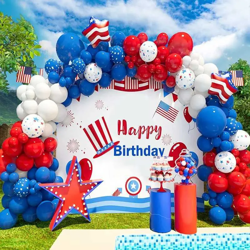 Decorative Objects Figurines Red White Blue Balloon Garland Kit for  Nautical Party Baseball Theme Party Independence Day Party 4th of July  Balloon