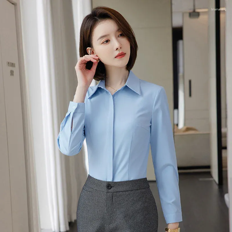 Blouses pour femmes dames chemises élégantes OL Styles à manches longues professionnel bureau affaires vêtements de travail carrière hauts vêtements S-4XL
