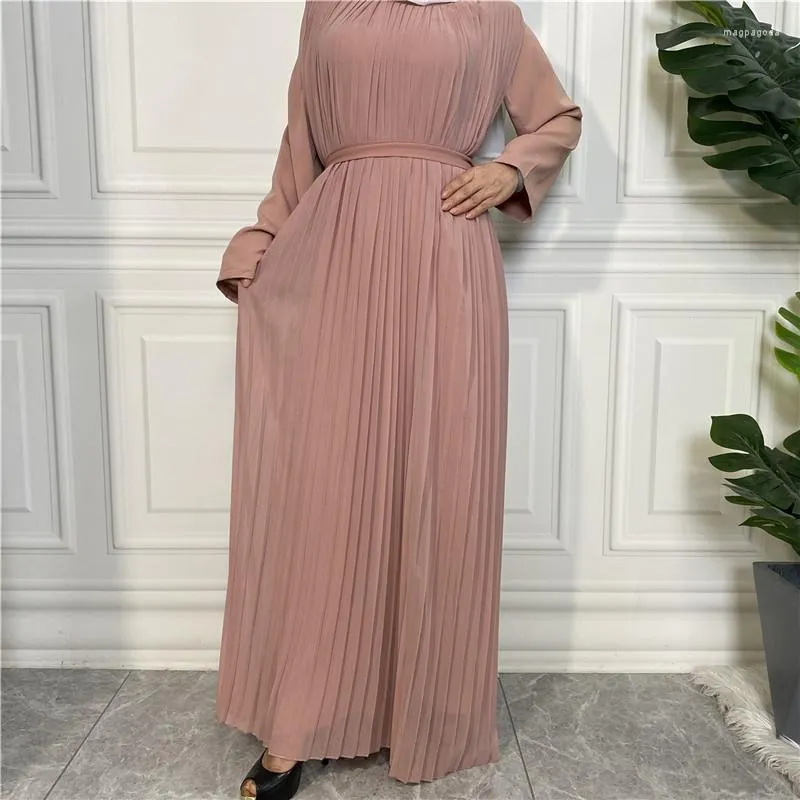 Ethnische Kleidung Overall Muslim Set Frauen Patchwork Plissee Langes Kleid mit Hose mit weitem Bein Passender Anzug Islam Dubai Türkei Arabisch Abaya