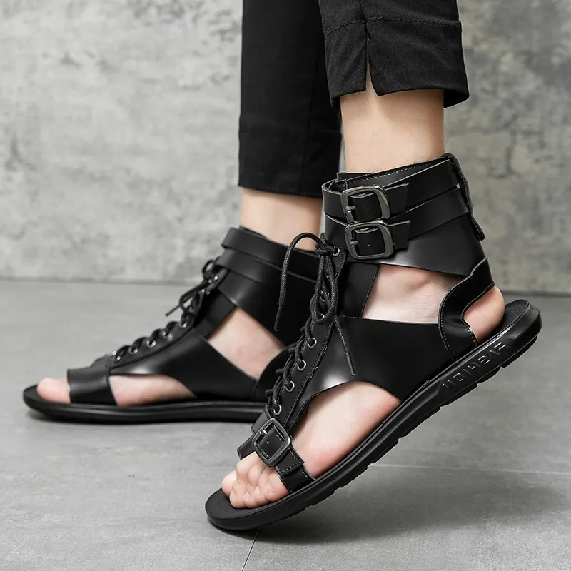 シューズ・サンダルその他 Manebi Black leather gladiator style sandals DHgate.com:Summer Mens Gladiator Sandals: Breathable Leather