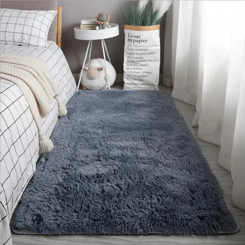 Dywan sypialnia sypialnia łóżka dywany jedwabny puch sofy dywan prostokąta salon maty ogrodowe długie pluszowe dywan domowy podkładka na szary biały 231113