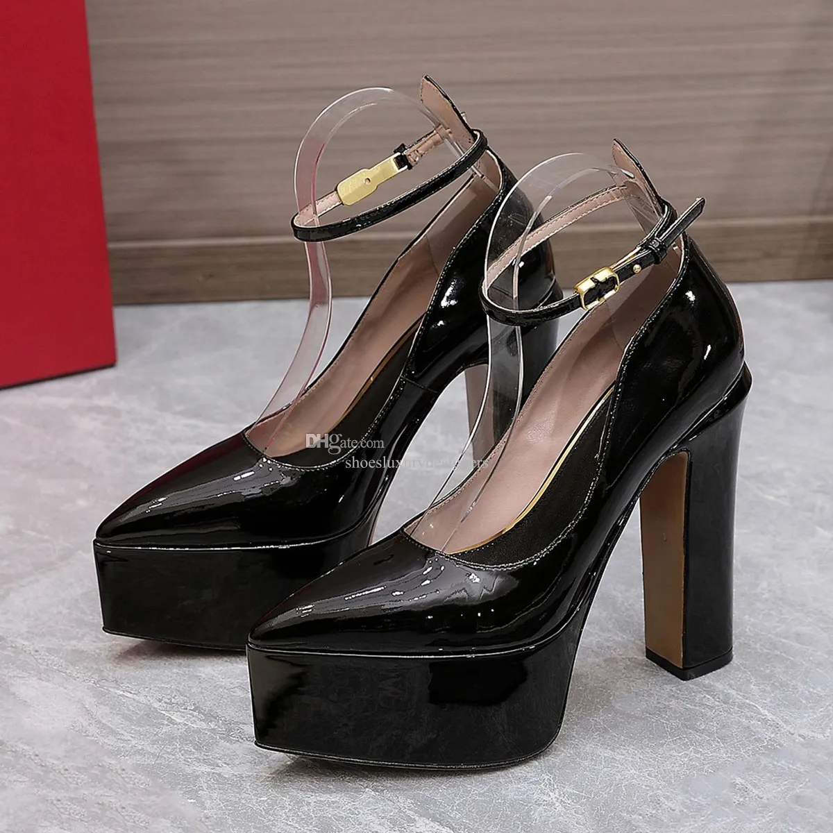 Tan chunky platform shop heels