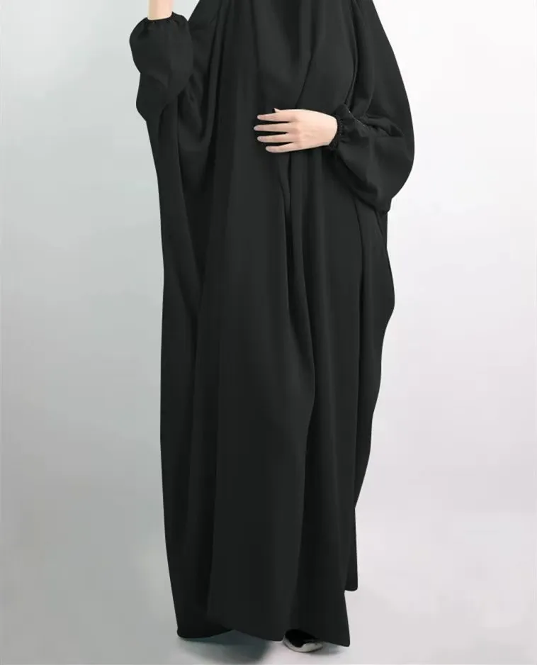 エスニック服eidフード付きイスラム教徒の女性ブラックヒジャーブドレス祈りの祈りの衣服ジルバブアバヤ