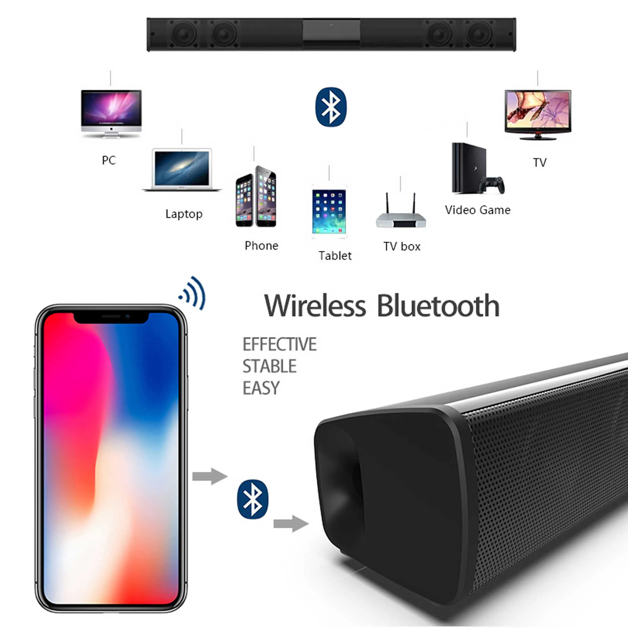 Portabla högtalare hemmabioljudsystem Bluetooth -högtalarens datorhögtalare för TV -ljudfält Box Subwoofer Radio Music Center Boom Box Column