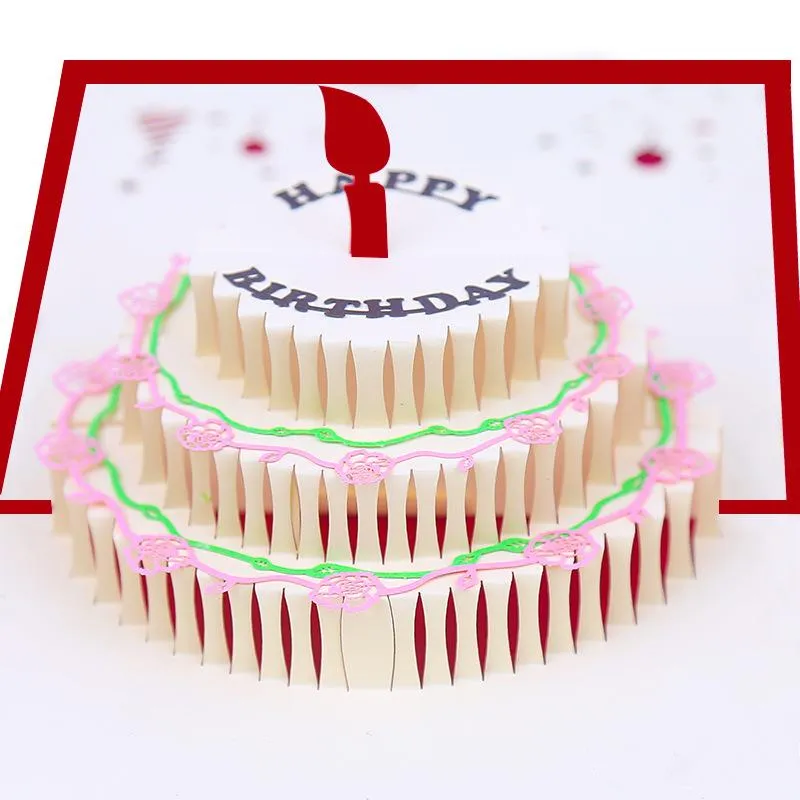 Cartões de felicitações 3D -UP de aniversário de bolo de aniversário Presentes de aniversário de cartão postal para cartão
