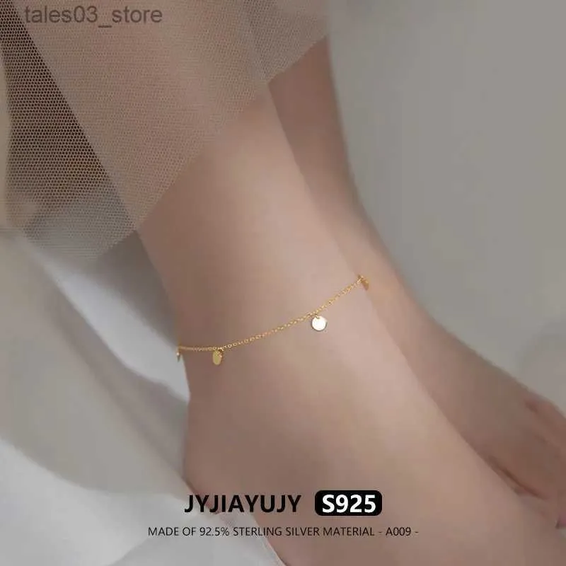 anklets jyjiayujy％全体のスターリングシルバーS925アンクレットインストックシルバーストリップサイトルゴールドカラーファッションジュエリーギフト毎日使用A009 Q231113